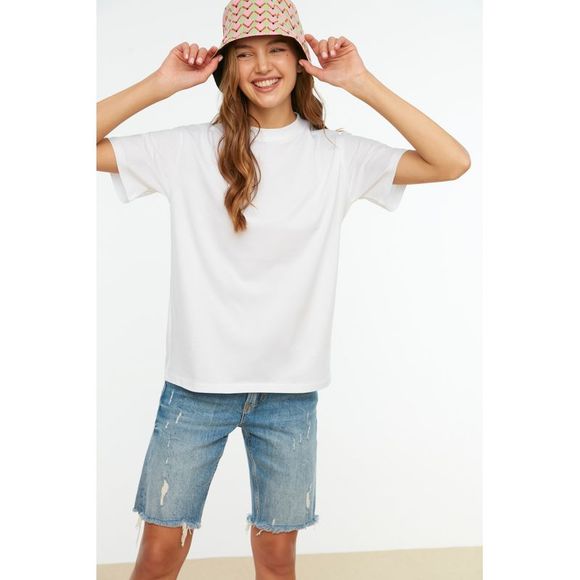 NWT Trendyol Women Regular Standing collar Knit T-Shirt - Picture 4 of 9